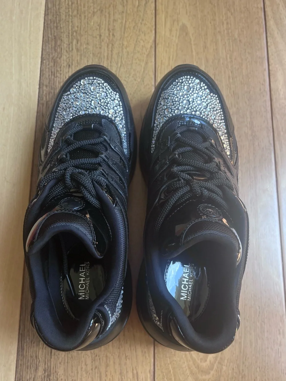 RARE Michael Kors Olympia Sport Extreme Embellished Leather Sneakers Women’s 9.5